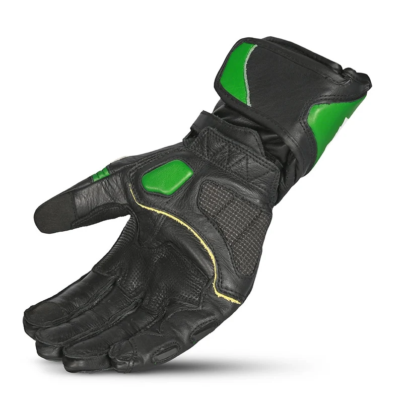 BELA ROCKET GUANTES DE MOTO LARGOS HOMBRE PIEL BLANCO VERDE NEGRO