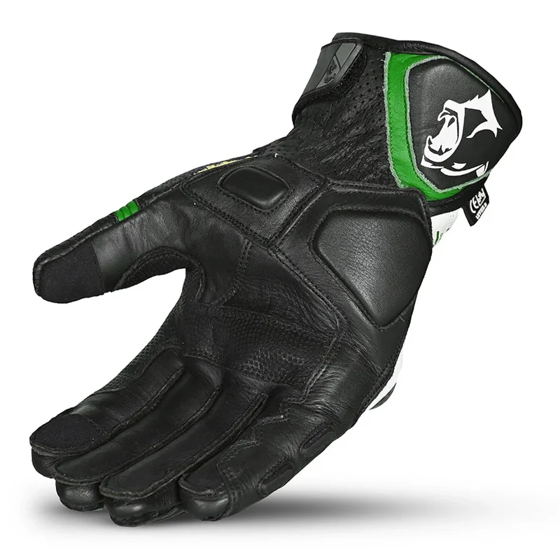 BELA ROCKET GUANTES DE MOTO CORTOS HOMBRE PIEL BLANCO VERDE NEGRO