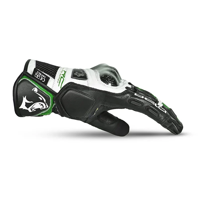 BELA ROCKET GUANTES DE MOTO CORTOS HOMBRE PIEL BLANCO VERDE NEGRO
