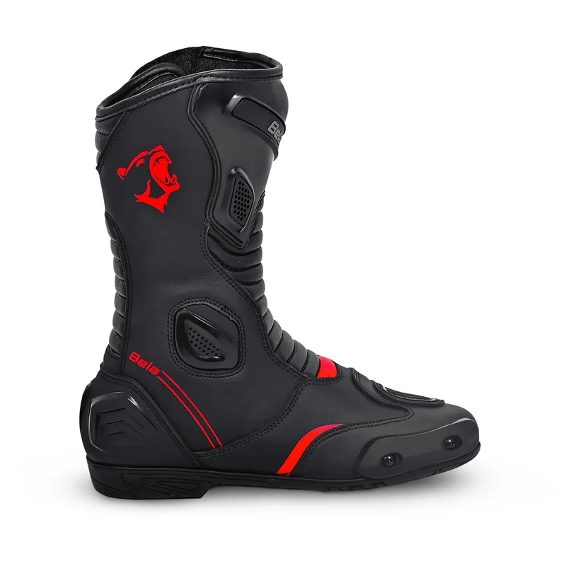 BELA STRIP PIEL BOTAS DE MOTO DE CARRERAS NEGRO ROJO