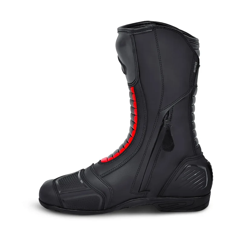 BELA STRIP PIEL BOTAS DE MOTO DE CARRERAS NEGRO ROJO