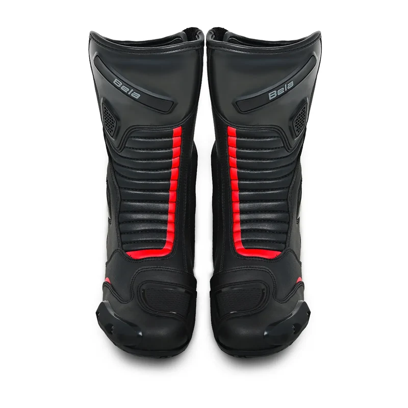 BELA STRIP PIEL BOTAS DE MOTO DE CARRERAS NEGRO ROJO