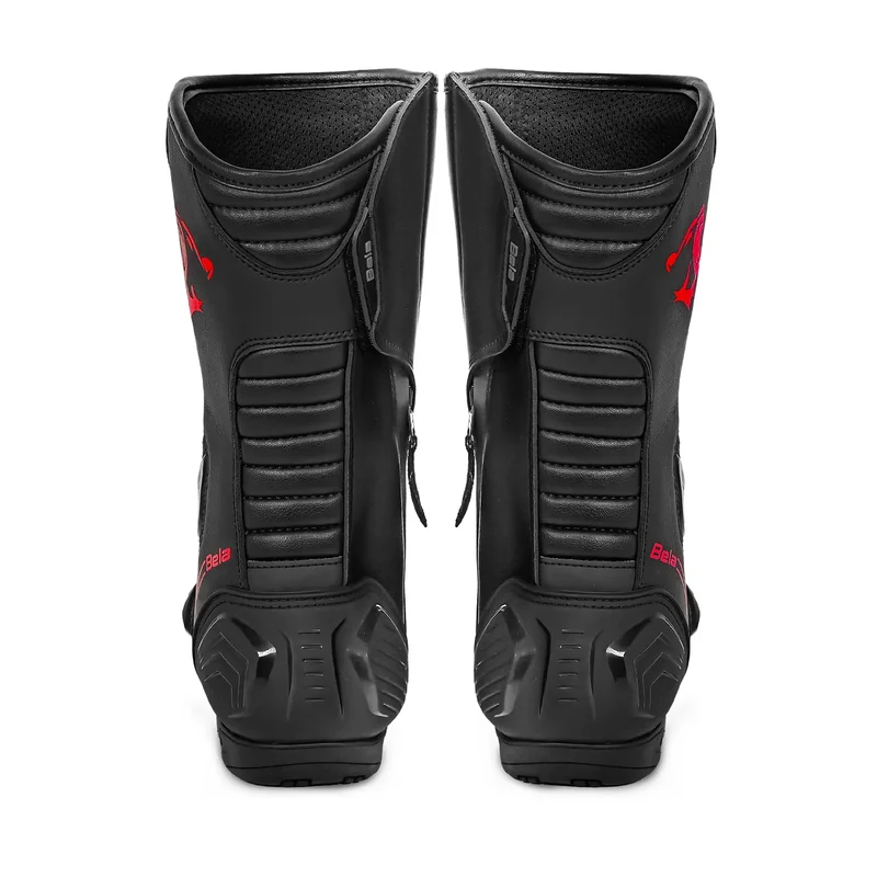BELA STRIP PIEL BOTAS DE MOTO DE CARRERAS NEGRO ROJO