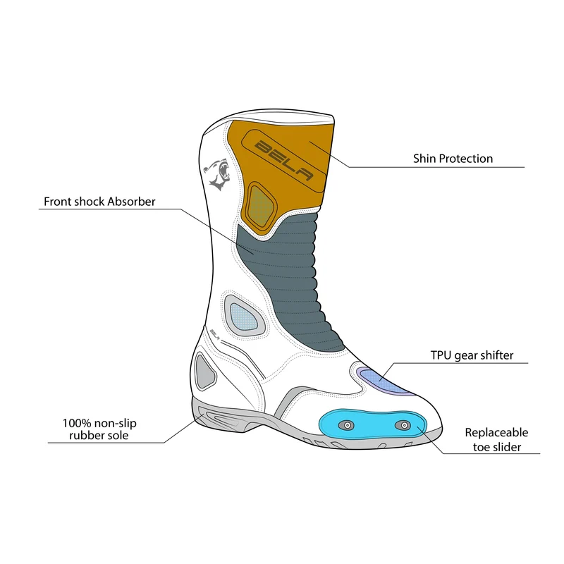 BELA STRIP PIEL BOTAS DE MOTO DE CARRERAS NEGRO ROJO