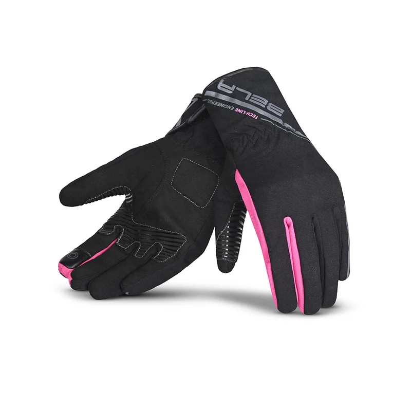 BELA REBEL GUANTES DE MOTO PIEL MUJER NEGRO ROSA