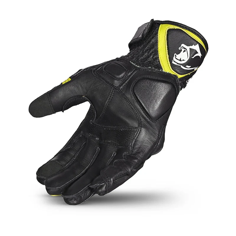 BELA ROCKET SHORT GUANTES DE MOTO PIEL NEGRO AMARILLO FLUO
