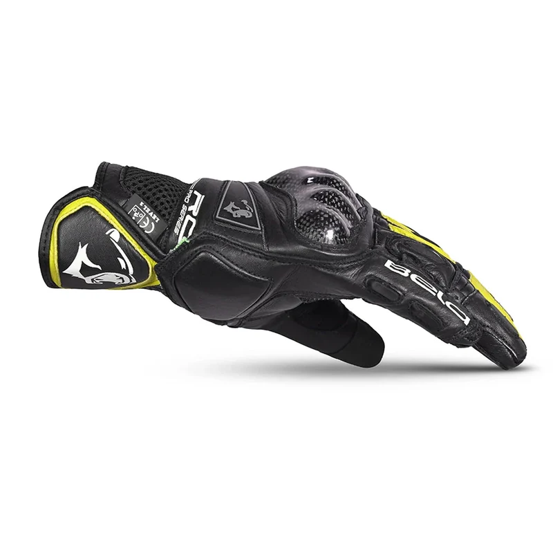 BELA ROCKET SHORT GUANTES DE MOTO PIEL NEGRO AMARILLO FLUO