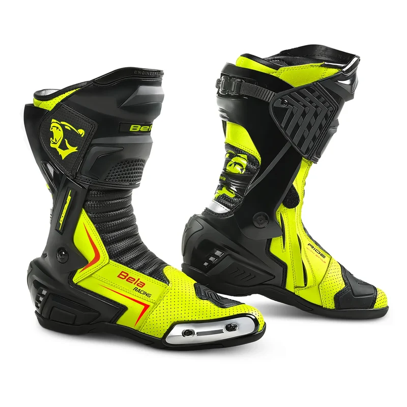 BELA SPEEDO 2.0 BOTAS DE MOTO PIEL NEGRO AMARILLO FLOUR
