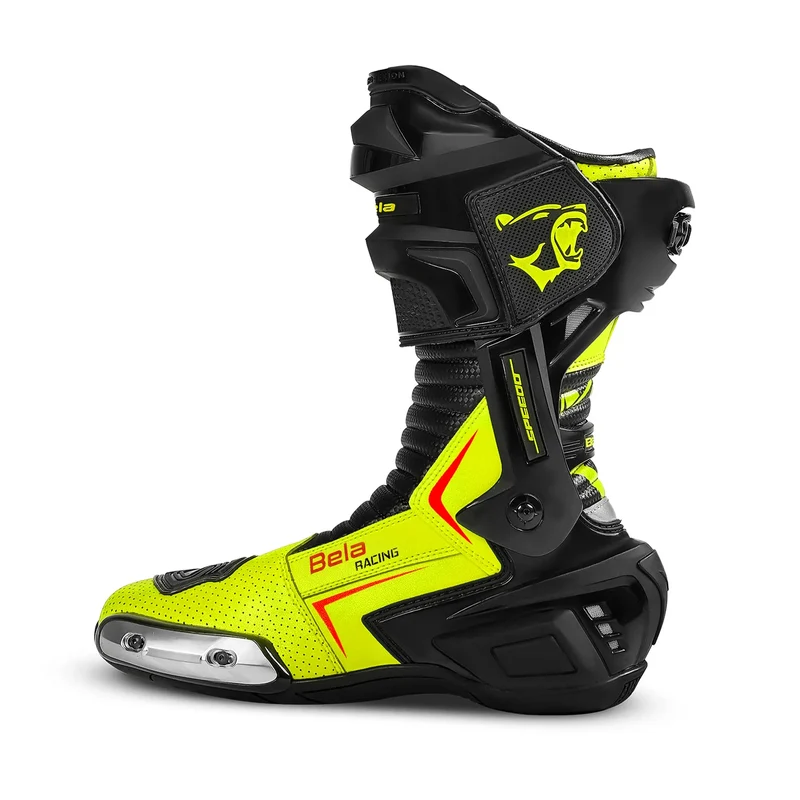 BELA SPEEDO 2.0 BOTAS DE MOTO PIEL NEGRO AMARILLO FLOUR