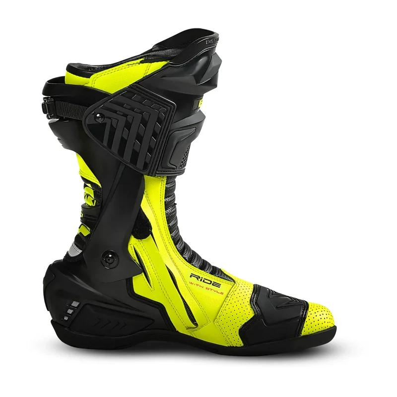 BELA SPEEDO 2.0 BOTAS DE MOTO PIEL NEGRO AMARILLO FLOUR