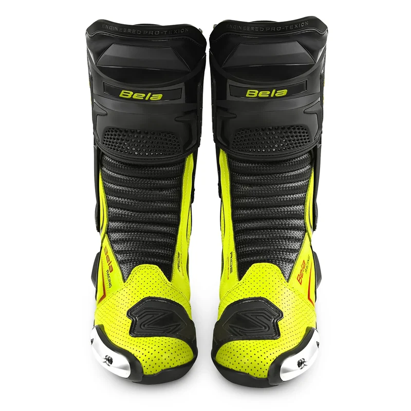 BELA SPEEDO 2.0 BOTAS DE MOTO PIEL NEGRO AMARILLO FLOUR