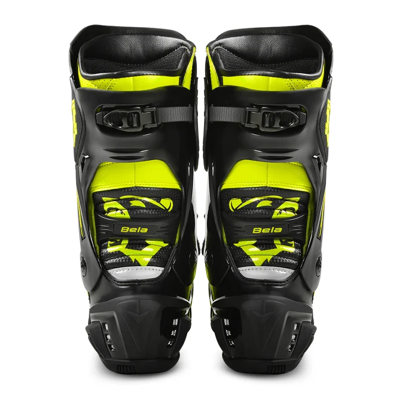 BELA SPEEDO 2.0 BOTAS DE MOTO PIEL NEGRO AMARILLO FLOUR