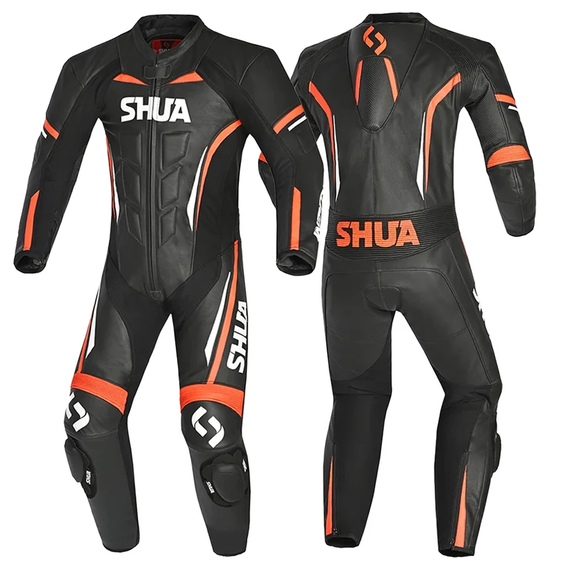 SHUA INFINITY 1 PC MONO DE MOTO CARRERAS HOMBRE NEGRO NARANJA
