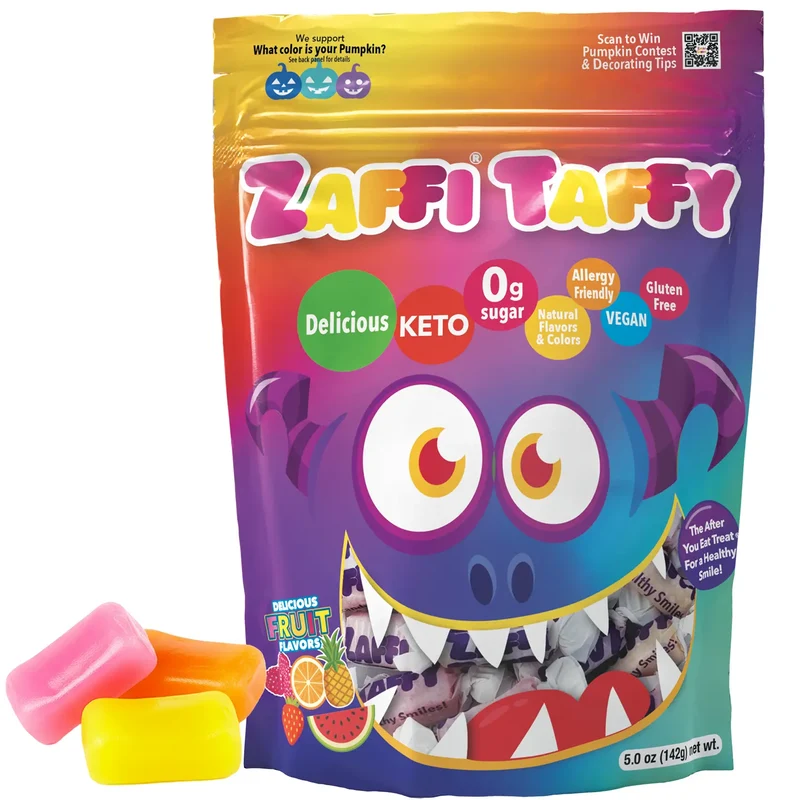 Halloween Zaffi® Sugar Free Taffy Assorted Fruit 5oz Pouch