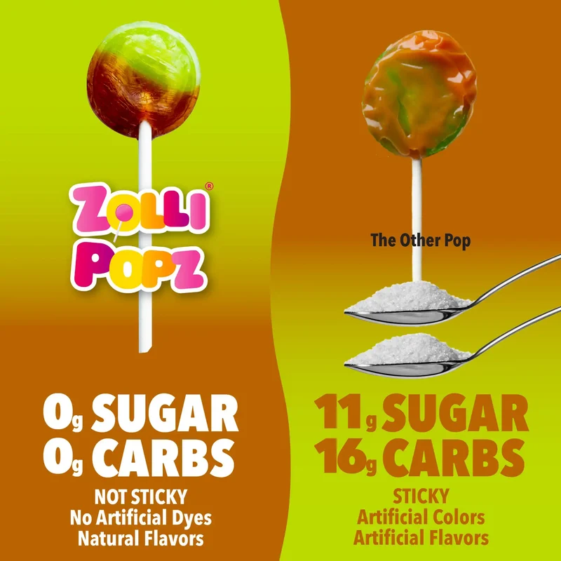 Zollipops Sugar-Free Lollipops – Tooth-Friendly Candy, Caramel & Green Apple, 5.2oz Bag