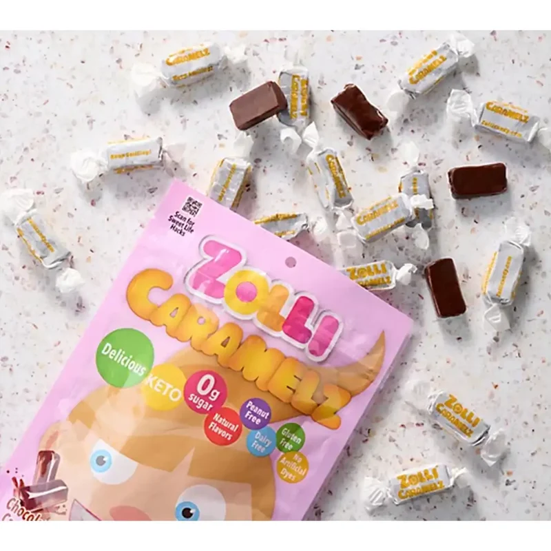 Zolli Caramelz Sugar-Free Caramels – Tooth-Friendly Chocolate Caramel Halloween Candy, 5oz Bag