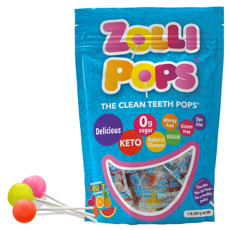 Zollipops Sugar-Free Lollipops – Tooth-Friendly Candy with Xylitol, Assorted Fruit, 1lb Bag