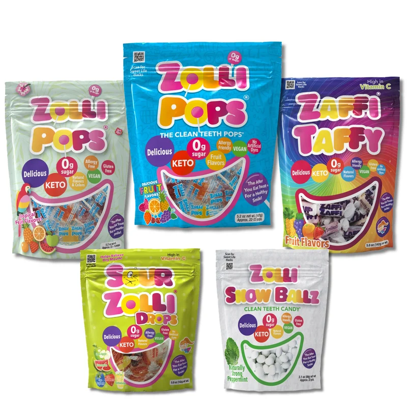 Zolli Candy Bundle - After You Eat Treat™ - Sugar-Free Tooth-Friendly Favorites, 5 Bags