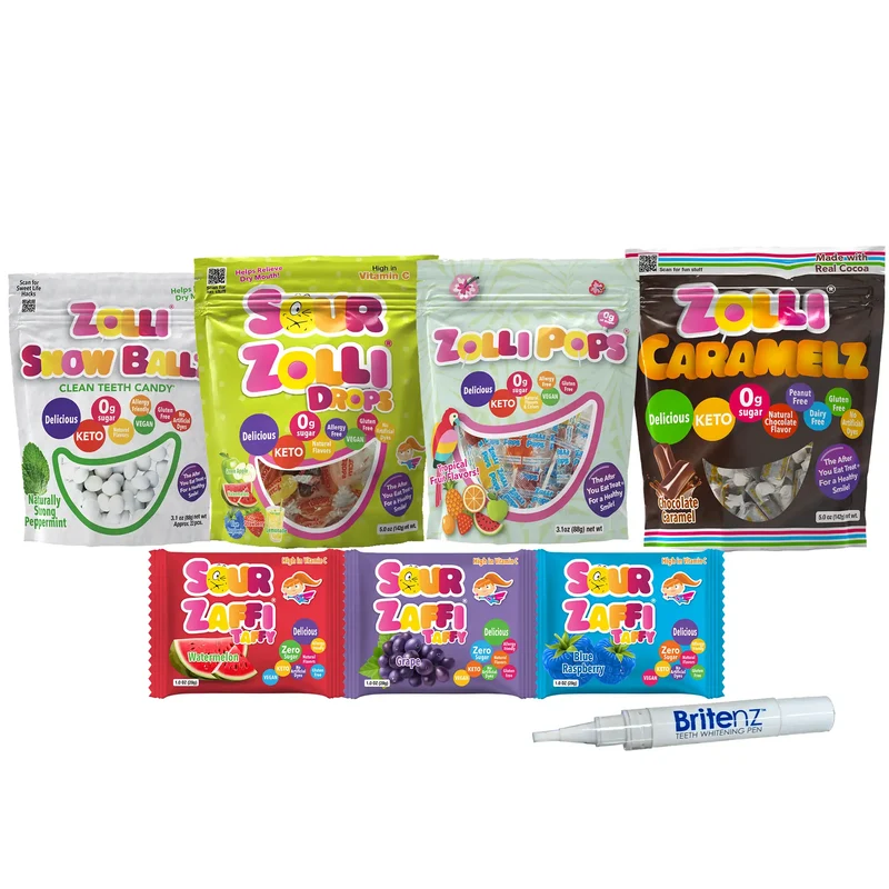 Zolli Candy Bundle - Mom's Secret Stash, Sugar-Free Tooth Friendly Candy Moms Really Want, 8 Items