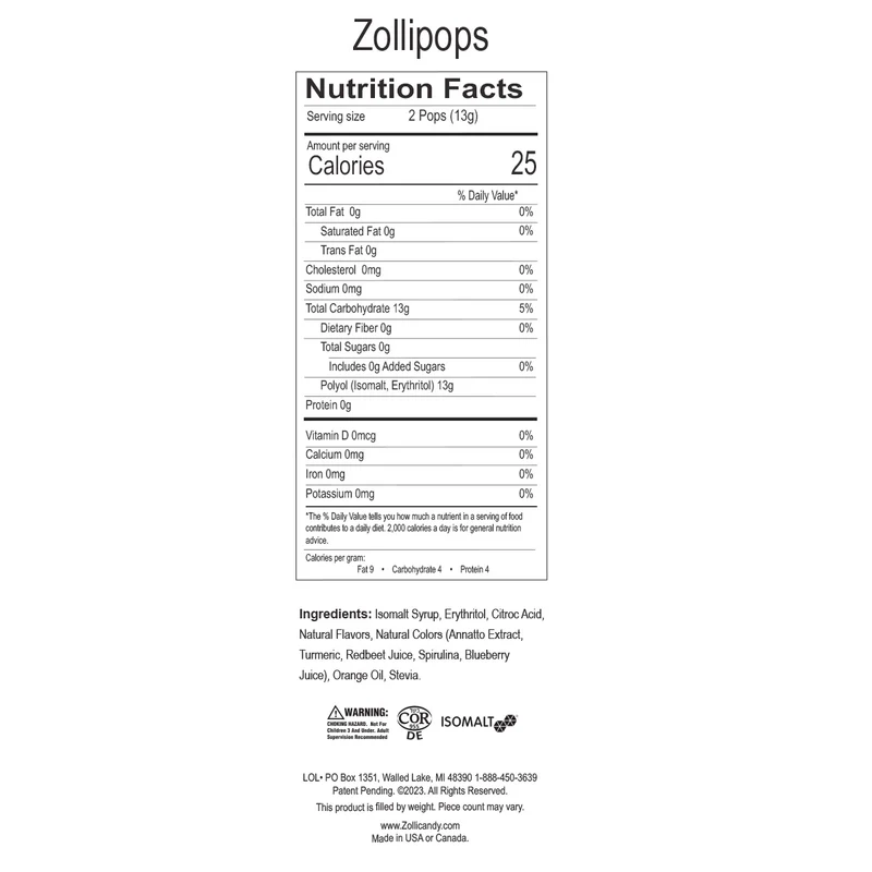 Zollipops Sugar-Free Lollipops – Bulk Tooth-Friendly Candy, Green Apple