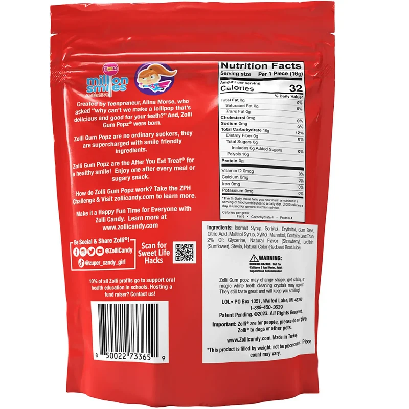 Zolli® Sugar Free Gum Pops 5.6oz Learning Batch #27