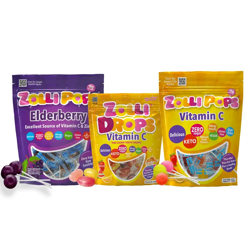Zollipops Sugar Free Winter Wellness Treat Bundle - Vitamin C & Elderberry