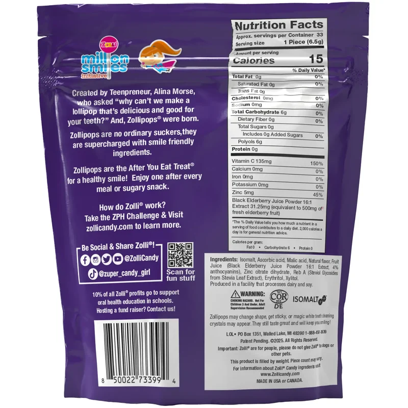 Zollipops Sugar Free Winter Wellness Treat Bundle - Vitamin C & Elderberry