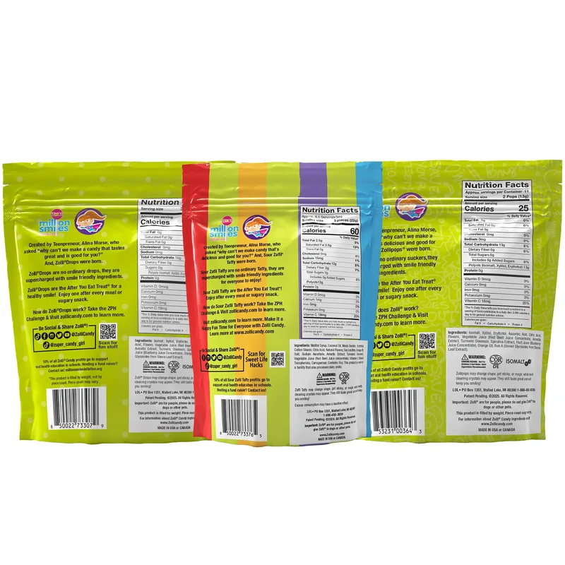 Zolli SOUR Bundle - Sugar Free Dye Free Lollipops, Hard Candy Drops, and Taffy