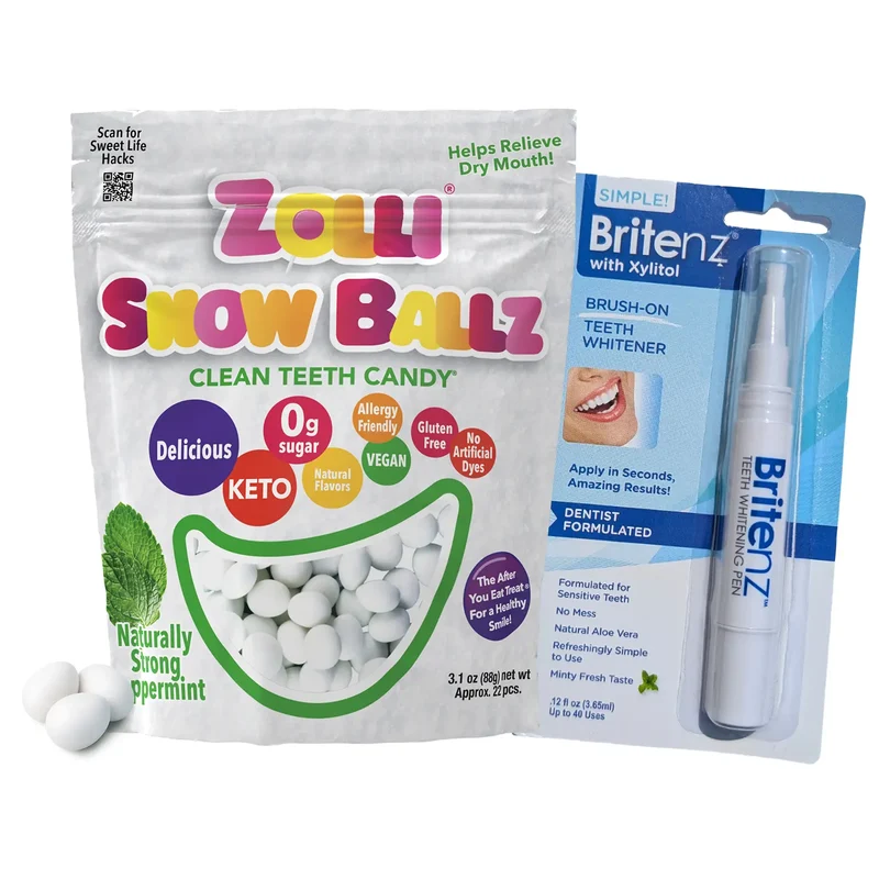 Zolli® Sugar Free Peppermint Drops 3.1oz and Britenz Teeth Whitening 1.5ml Combo