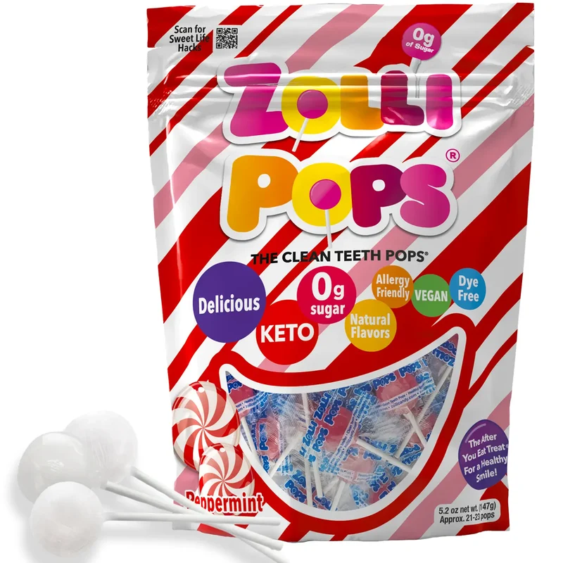 Zollipops Sugar-Free Lollipops – Tooth-Friendly Candy, Peppermint, 5.2oz Bag