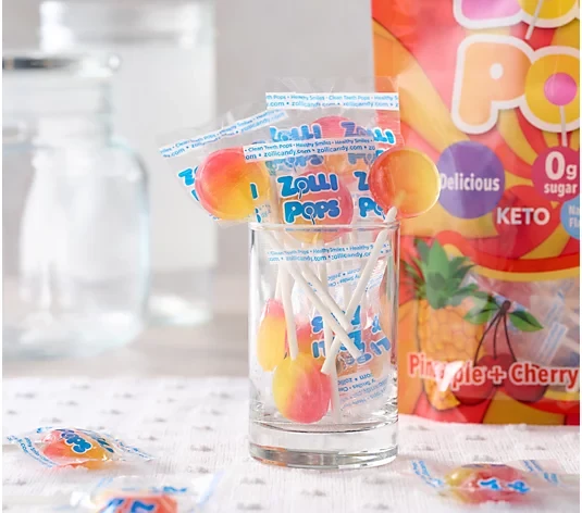 Case Zollipops® Sugar Free Lollipops Cherry Pineapple 5.2oz Pouches - 24/case