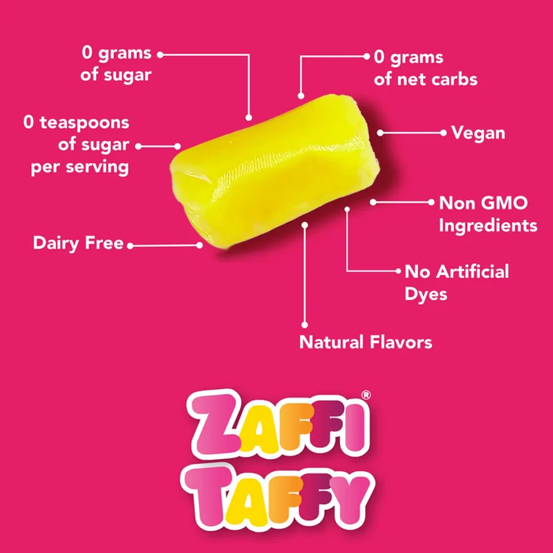 Zaffi Taffy Sugar-Free Chewy Keto Candy – Tooth-Friendly Candy, Assorted Fruit