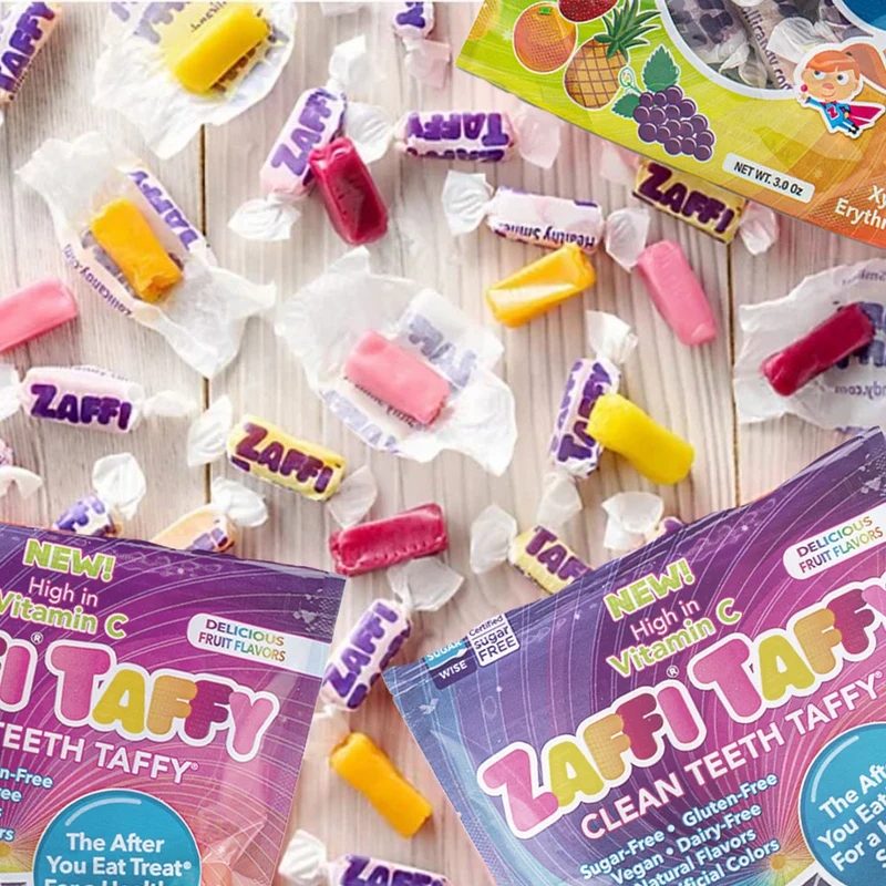 Zaffi Taffy Sugar-Free Chewy Candy – Tooth-Friendly Candy, Assorted Fruit