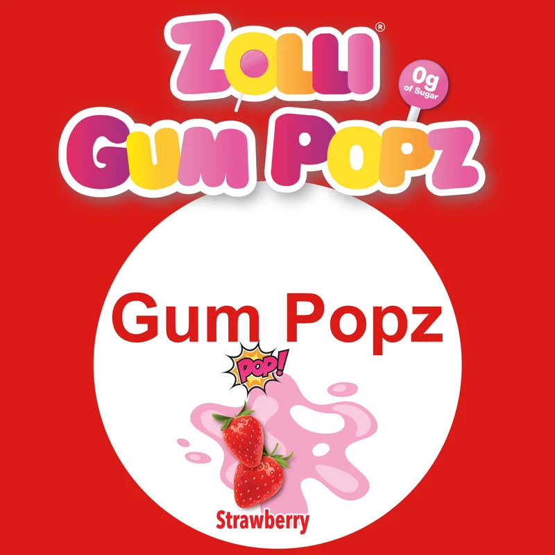 Bulk Zolli® Sugar Free Gum Pops Strawberry - (Limited Edition Learning Batch #27)