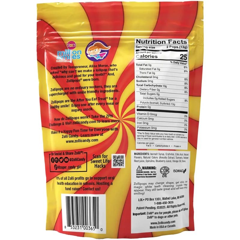 Zolli Sugar Free Fruit-Swirl Lollipops Bundle
