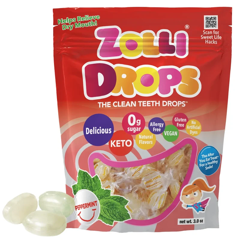 Zolli Drops Sugar-Free Hard Candy – Tooth-Friendly Candy with Xylitol, Peppermint