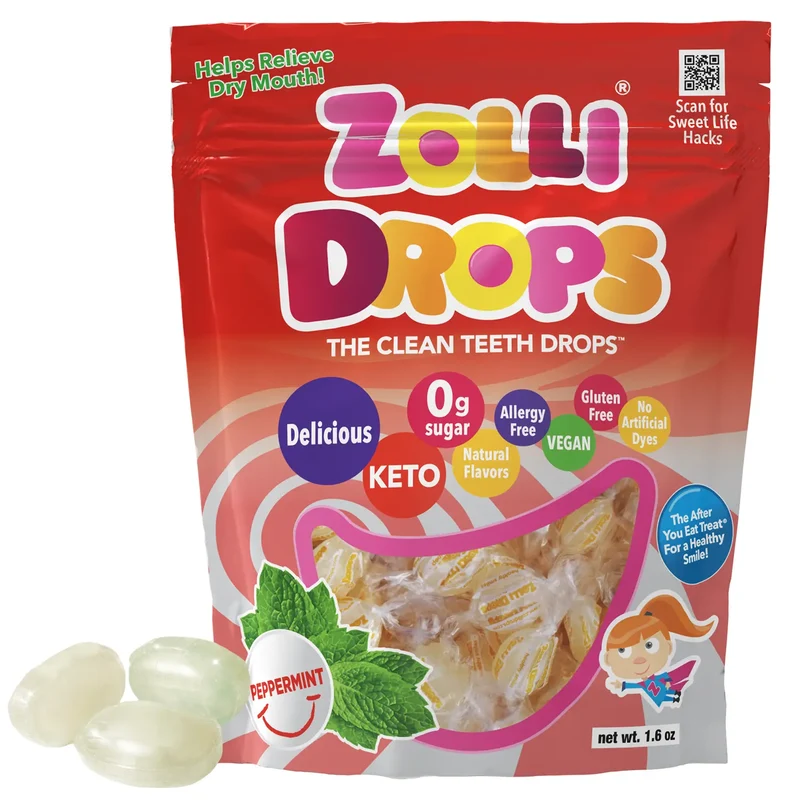 Zolli Drops Sugar-Free Hard Candy – Tooth-Friendly Candy with Xylitol, Peppermint