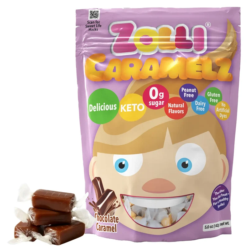 Zolli Caramelz Sugar-Free Caramels – Tooth-Friendly Chocolate Caramel Candy, 5oz Bag