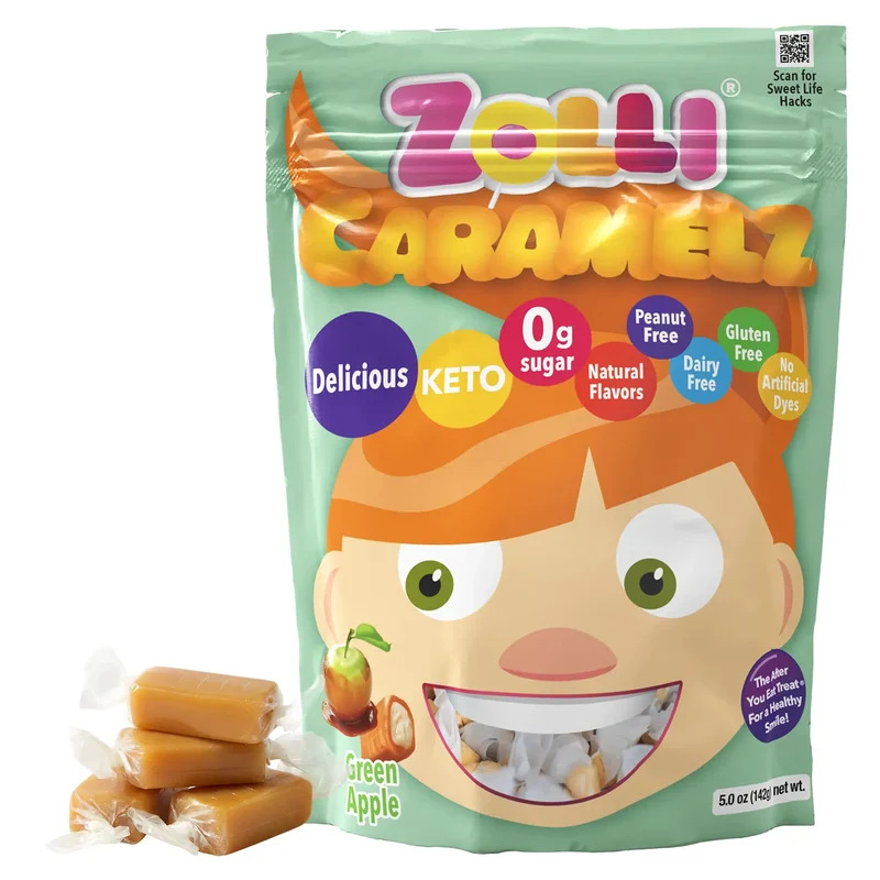 Zolli Caramelz Sugar-Free Caramels – Tooth-Friendly Caramel Apple Caramel Candy, 5oz Bag