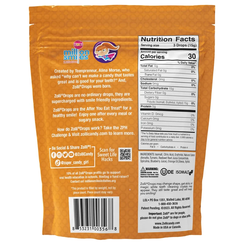Zolli Drops Sugar-Free Hard Candy – Tooth-Friendly Candy with Xylitol, Assorted Fruit