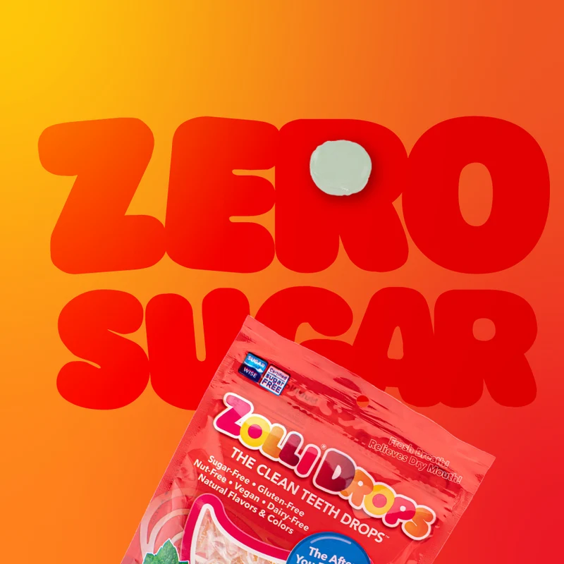 Case Zolli® Sugar Free Drops Peppermint 3oz Pouches - 24/case