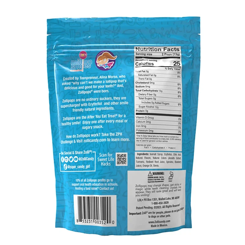 Zollipops® Original Clean Teeth Sugar Free Lollipops Assorted Fruit Flavors - 6 pack