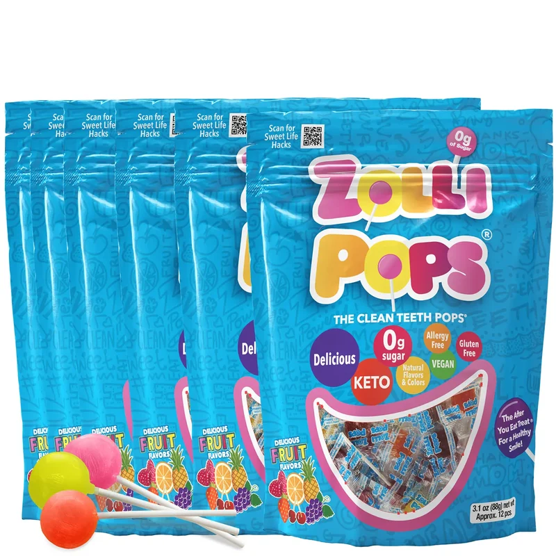 Zollipops® Original Clean Teeth Sugar Free Lollipops Assorted Fruit Flavors - 6 pack