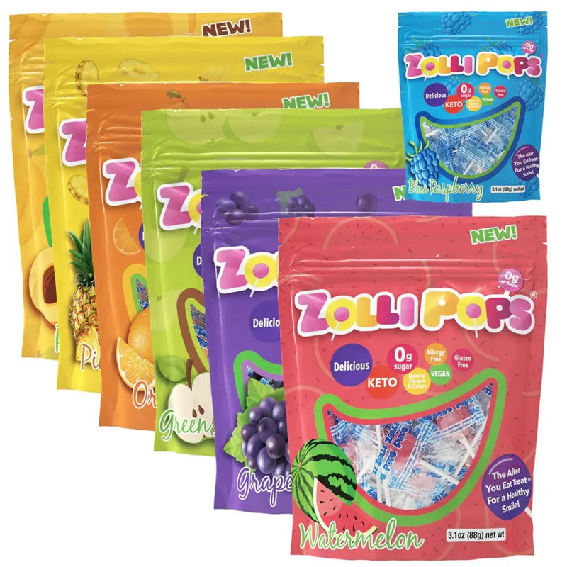 Zollipops® Sugar Free Lollipops Pack 3.1oz Bags - 6 packs Plus 1 Free