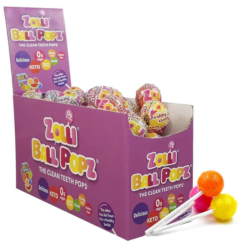 Zolli Ball Popz Sugar-Free Lollipops – Tooth-Friendly Candy, Assorted Fruit
