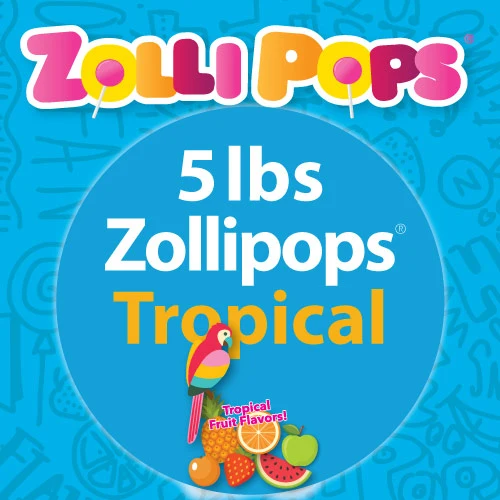 Bulk Zollipops® Sugar Free Lollipops Tropical Fruit Assorted (2 Sizes)