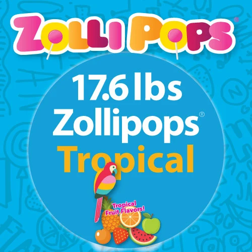 Bulk Zollipops® Sugar Free Lollipops Tropical Fruit Assorted (2 Sizes)