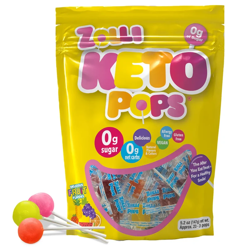 Zollipops Sugar-Free Lollipops – Keto Tooth-Friendly Candy, Assorted Fruit