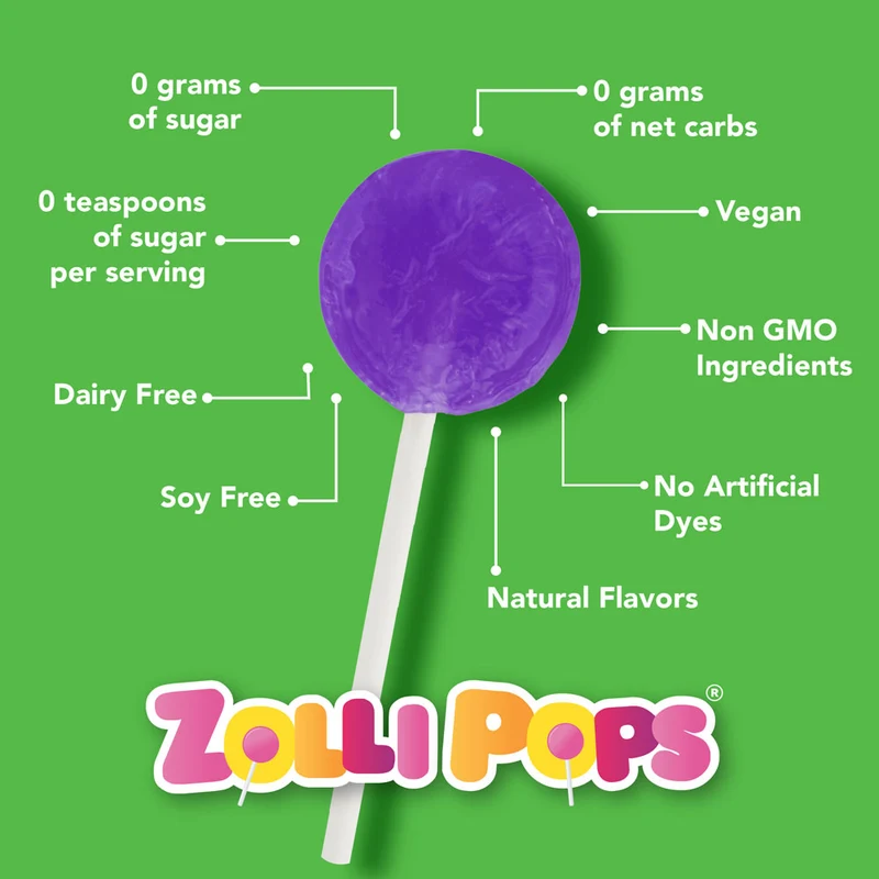 Zollipops Sugar-Free Lollipops – Keto Tooth-Friendly Candy, Assorted Fruit