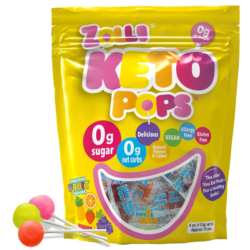 Zollipops Sugar-Free Lollipops – Keto Tooth-Friendly Candy, Assorted Fruit